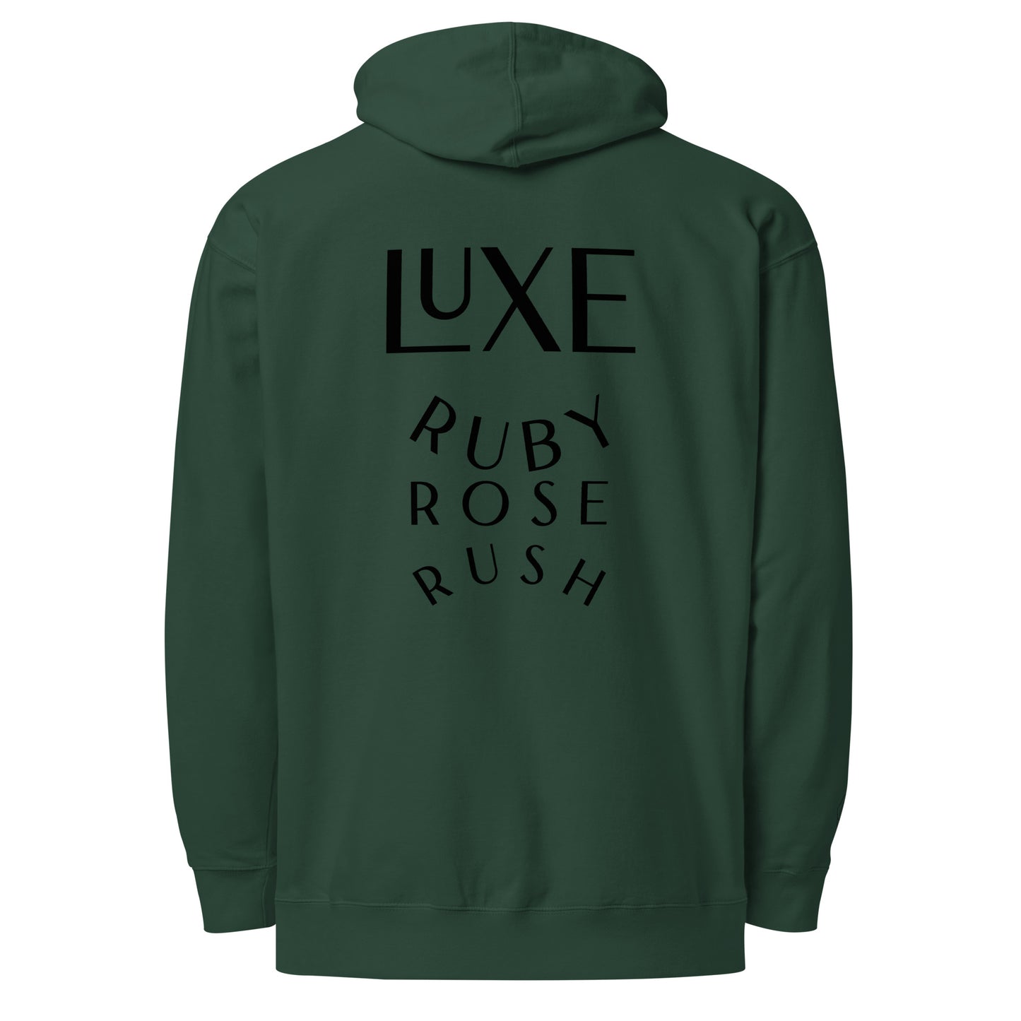 Luxe Ruby Rose Rush Oversized Hoodie in Black Embroidery