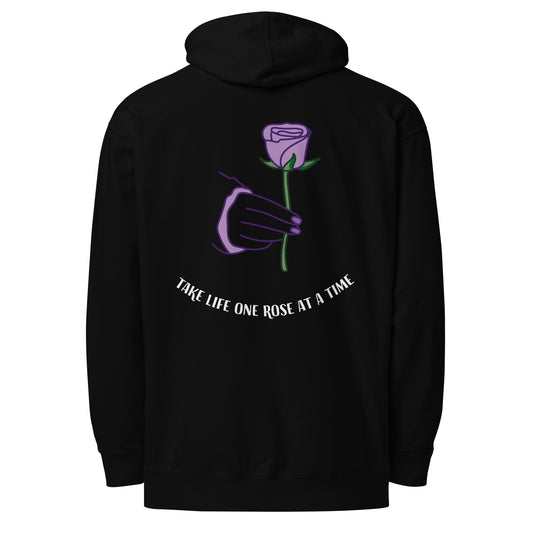 Take Life One Rose at a Time Oversized Hoodie in Black