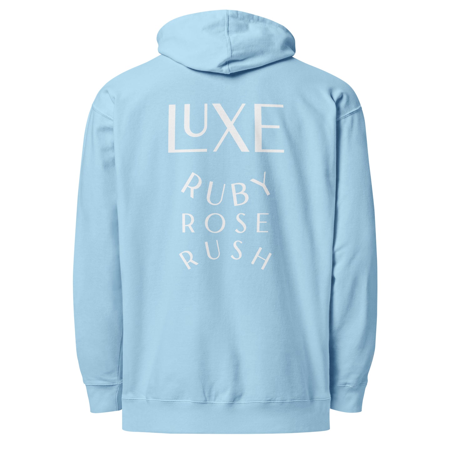 Luxe Ruby Rose Rush Oversized Hoodie in White Embroidery