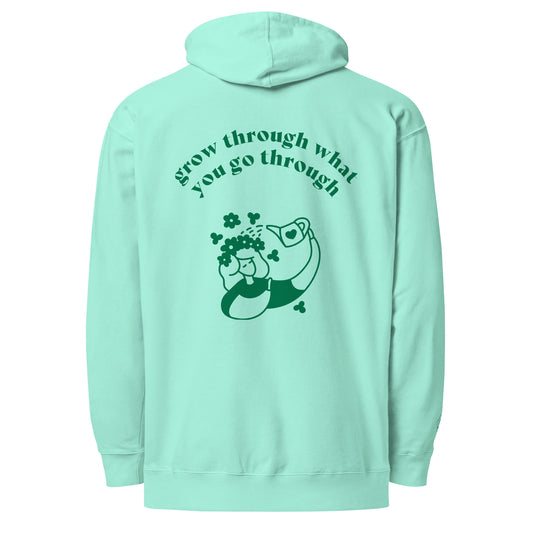 Grow Through What You Go Through Oversized Hoodie in Mint