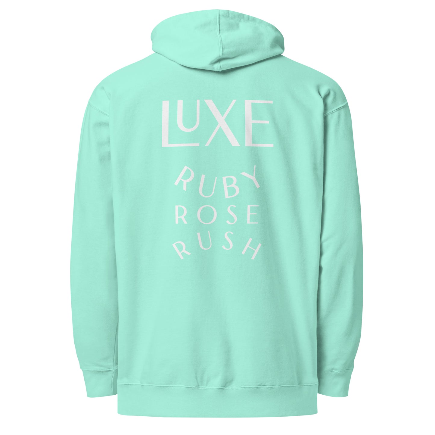 Luxe Ruby Rose Rush Oversized Hoodie in White Embroidery