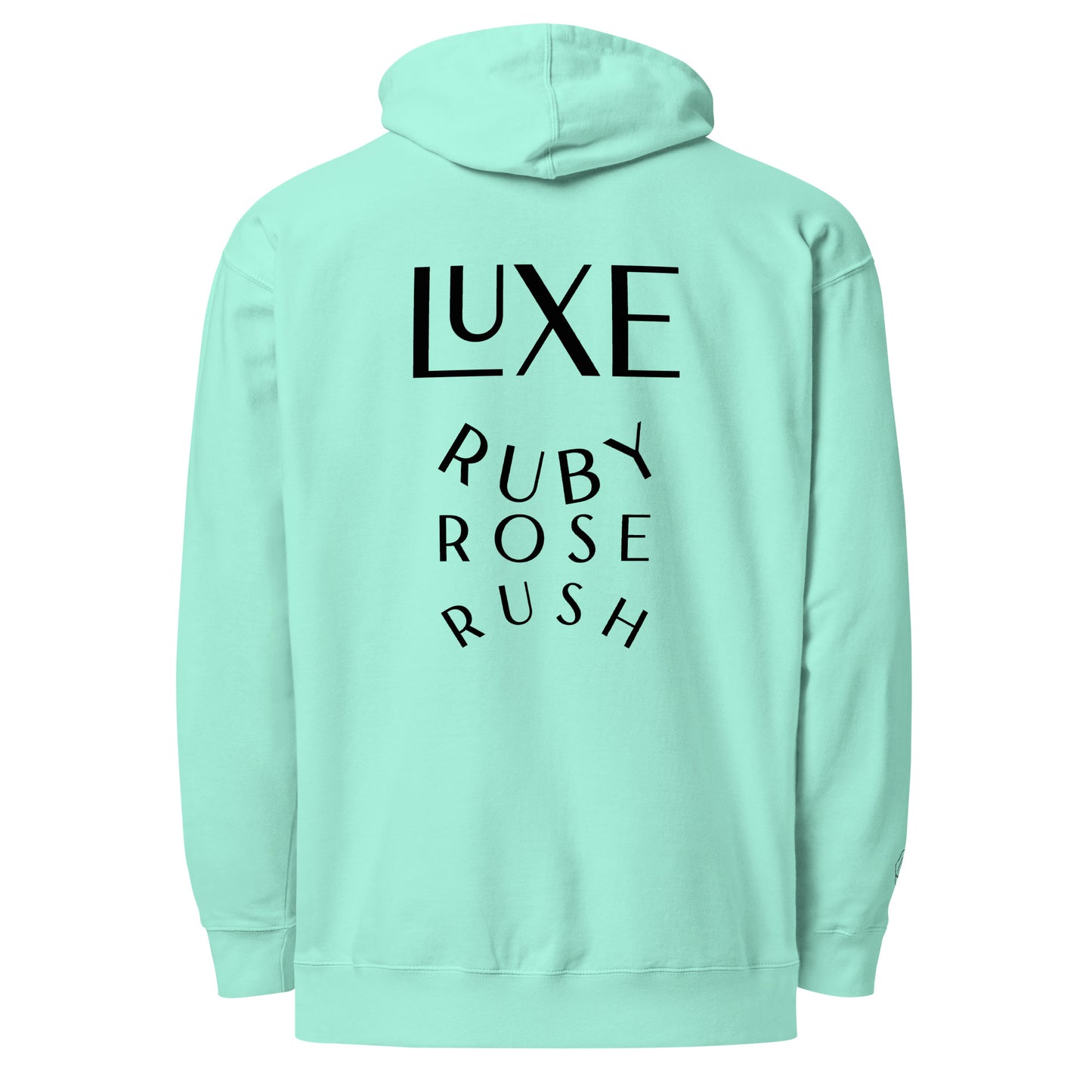 Luxe Ruby Rose Rush Oversized Hoodie in Black Embroidery