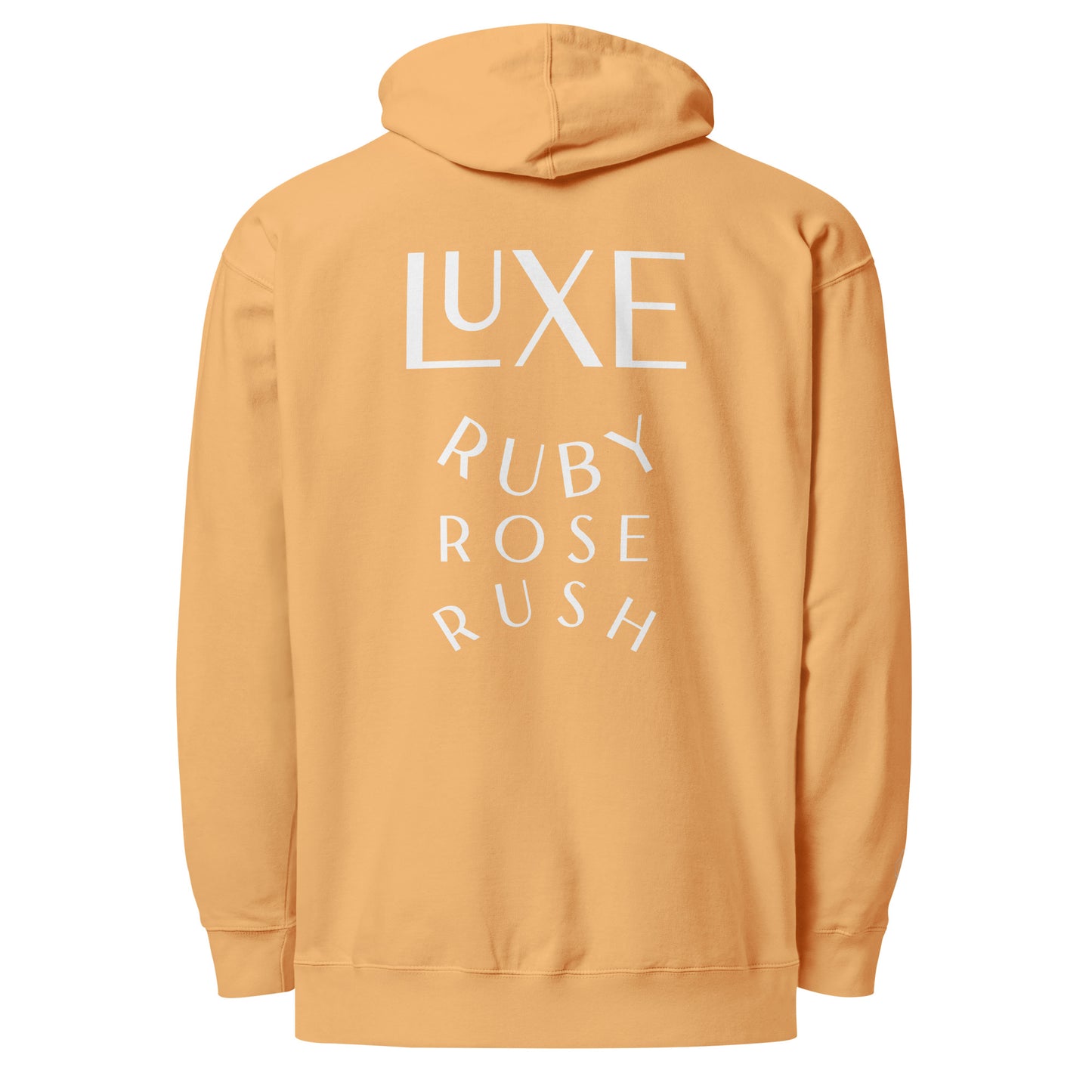 Luxe Ruby Rose Rush Oversized Hoodie in White Embroidery