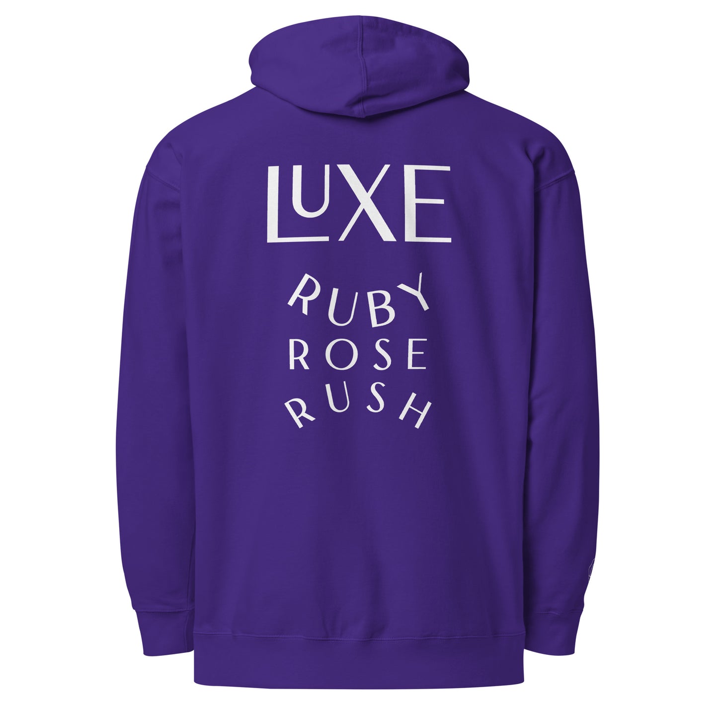 Luxe Ruby Rose Rush Oversized Hoodie in White Embroidery