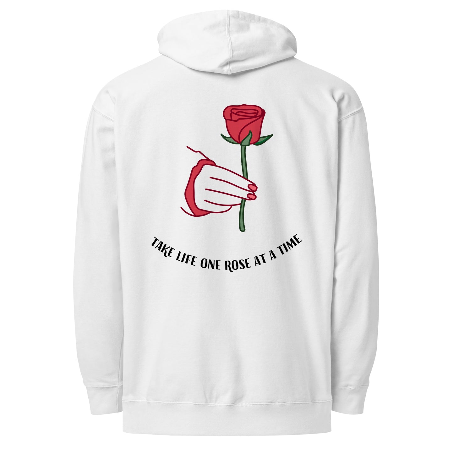 Take Life One Rose at a Time Oversized Hoodie in White